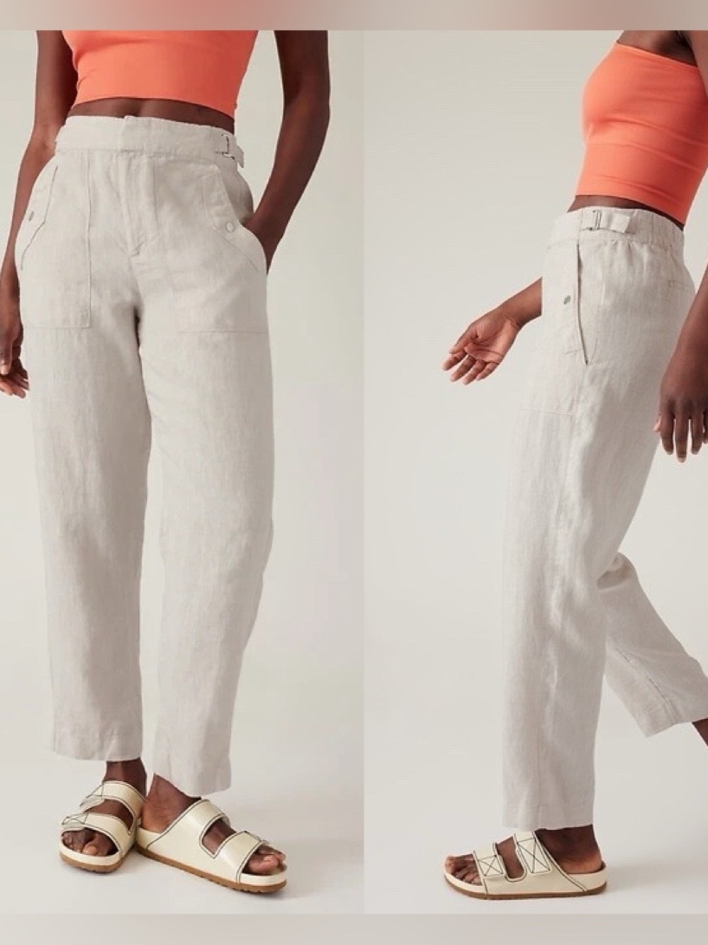 Athleta Voyager Linen Pant size 10 Undyed #586941 Beach Preppy Resort Minimalist